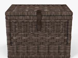 wicker storage trunk 05 walnut brown color 3D Model