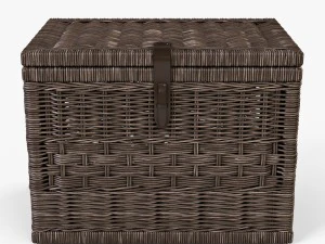wicker storage trunk 05 walnut brown color 3D Model