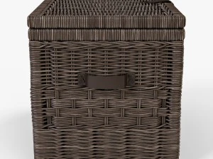 wicker storage trunk 05 walnut brown color 3D Model