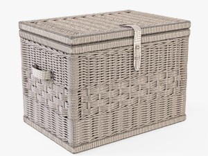 wicker storage trunk 05 walnut brown color 3D Model