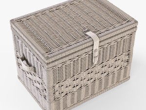 wicker storage trunk 05 walnut brown color 3D Model