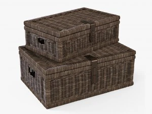cesta de vime 06 cor marrom nogueira Modelo 3D