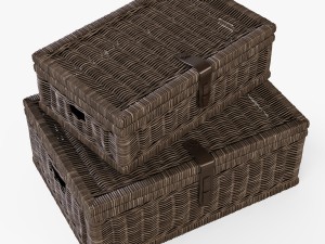 wicker basket 06 walnut brown color 3D 모델