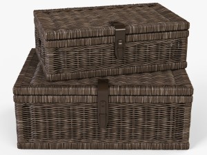 wicker basket 06 walnut brown color 3D 모델
