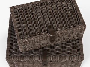 wicker basket 06 walnut brown color 3D 모델