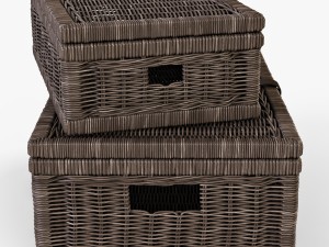 wicker basket 06 walnut brown color 3D 모델