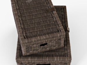 wicker basket 06 walnut brown color 3D 모델