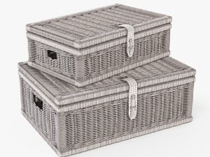 wicker basket 06 walnut brown color 3D 모델