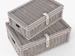 wicker basket 06 walnut brown color 3D 모델