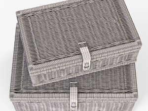 wicker basket 06 walnut brown color 3D 모델