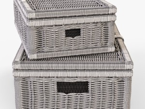 wicker basket 06 walnut brown color 3D 모델
