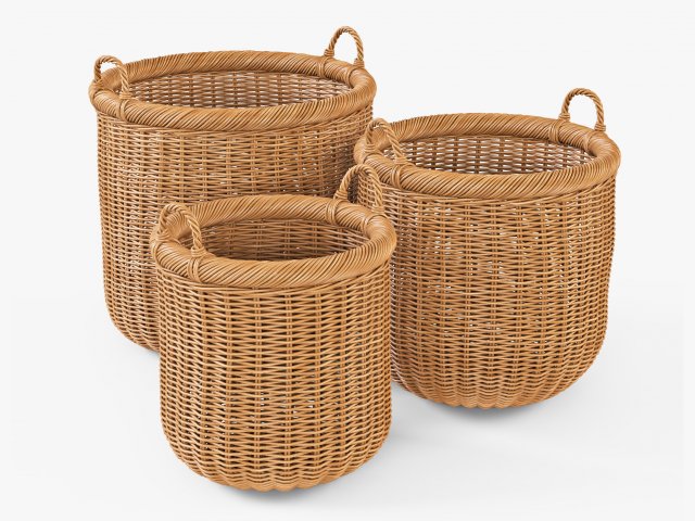 wicker basket 07 toasted oat color 3D Model .c4d .max .obj .3ds .fbx .stl .blend 