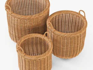 cesta de vime 07 cor aveia tostada Modelo 3D