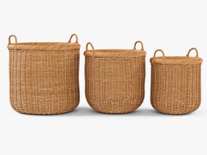 wicker basket 07 toasted oat color 3D Model