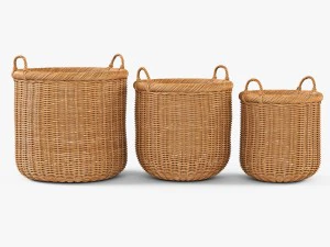 cesta de vime 07 cor aveia tostada Modelo 3D