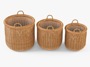 cesta de vime 07 cor aveia tostada Modelo 3D