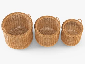 cesta de vime 07 cor aveia tostada Modelo 3D
