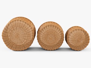 wicker basket 07 toasted oat color 3D Model