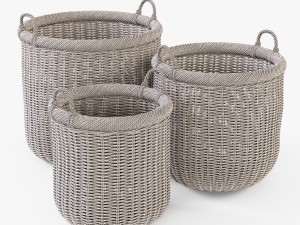wicker basket 07 toasted oat color 3D Model