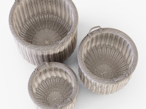 wicker basket 07 toasted oat color 3D Model