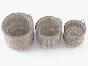 wicker basket 07 toasted oat color 3D Model