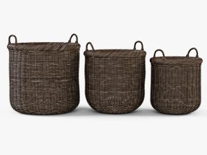 wicker basket 07 walnut brown color 3D Model