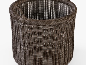 wicker basket 07 walnut brown color 3D Model