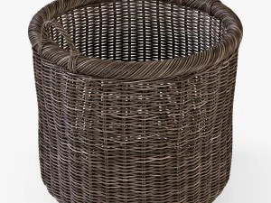 wicker basket 07 walnut brown color 3D Model
