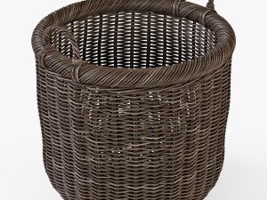 wicker basket 07 walnut brown color 3D Model