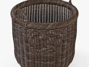 wicker basket 07 walnut brown color 3D Model