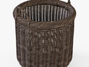 wicker basket 07 walnut brown color 3D Model