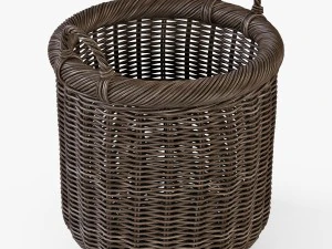 wicker basket 07 walnut brown color 3D Model