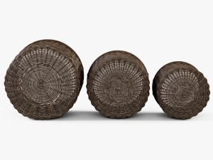 wicker basket 07 walnut brown color 3D Model