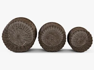 wicker basket 07 walnut brown color 3D Model