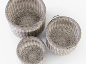 wicker basket 07 walnut brown color 3D Model