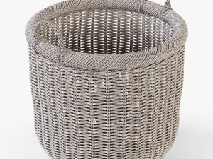 wicker basket 07 walnut brown color 3D Model