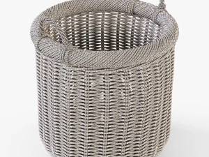 wicker basket 07 walnut brown color 3D Model