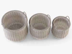 wicker basket 07 walnut brown color 3D Model