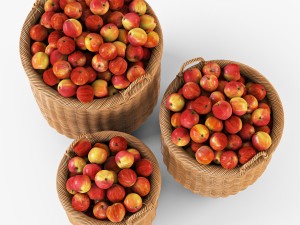 wicker basket 07 toasted oat color with apples 3D 模型