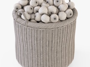 wicker basket 07 toasted oat color with apples 3D 模型