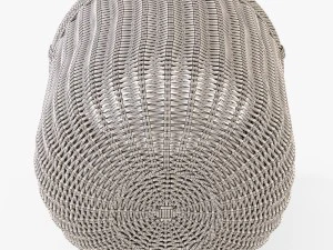 wicker basket 07 walnut brown color with firewood 3D Model