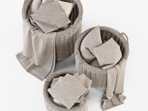 wicker basket 07 toasted oat color with cloth 3D-Modell