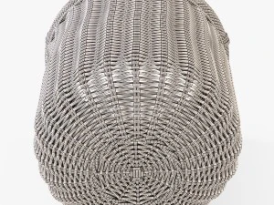 wicker basket 07 toasted oat color with cloth 3D Model