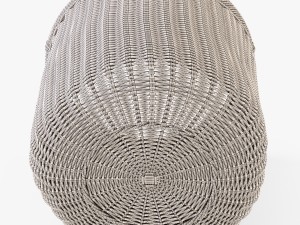wicker basket 07 walnut brown with cloth 3D Model