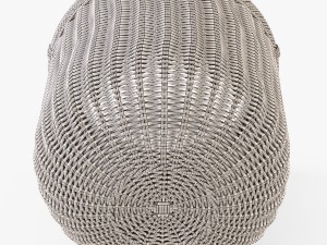 wicker basket 07 walnut brown with cloth 3D Model