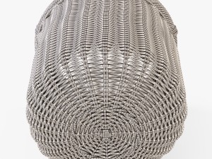 wicker basket 07 walnut brown with cloth 3D Model