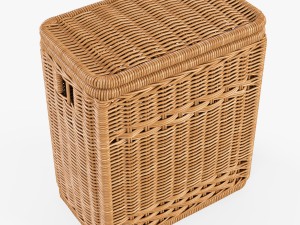 wicker laundry hamper 08 natural color 3D Model