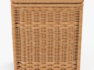 wicker laundry hamper 08 natural color 3D Model
