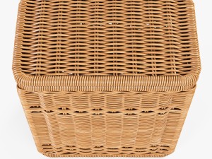 wicker laundry hamper 08 natural color 3D Model