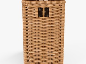 wicker laundry hamper 08 natural color 3D Model